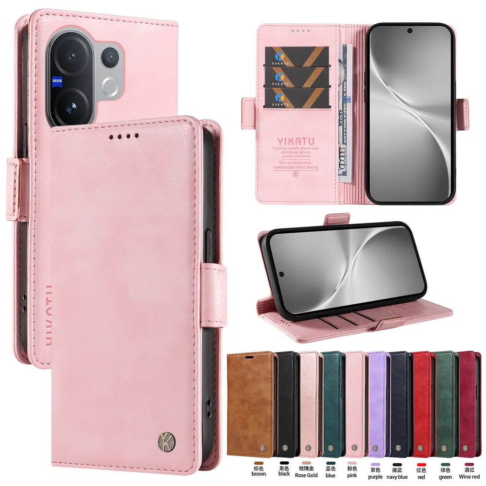 YIKATU YK-007 For VIVO V60 5G Leather Phone Cover Magnetic Side Clasps Protective Case