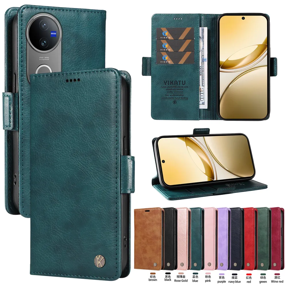 YIKATU YK-007 For VIVO V50 Leather Phone Cover Magnetic Side Clasps Protective Case