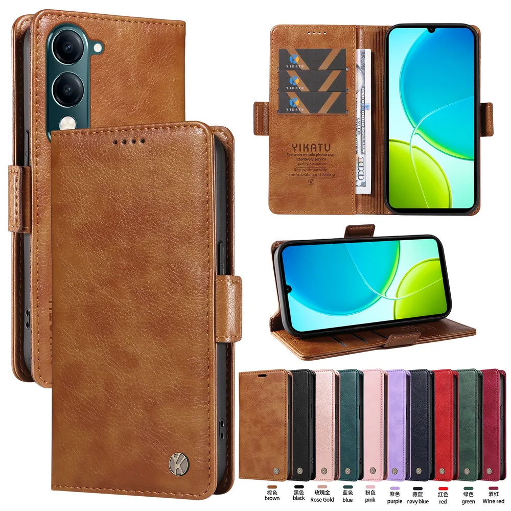 YIKATU YK-007 For VIVO Y29S 5G Leather Phone Cover Magnetic Side Clasps Protective Case