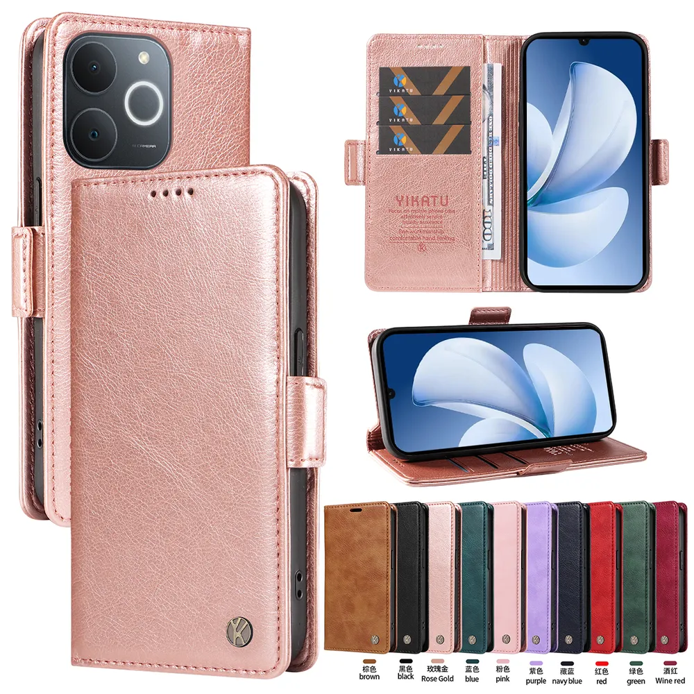 YIKATU YK-007 For Oppo Realme Narzo 80 Lite 4G Leather Phone Cover Magnetic Side Clasps Protective Case