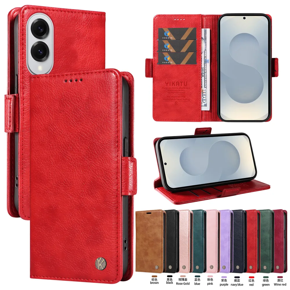YIKATU YK-007 For Samsung Galaxy S25 Edge Leather Phone Cover Magnetic Side Clasps Protective Case