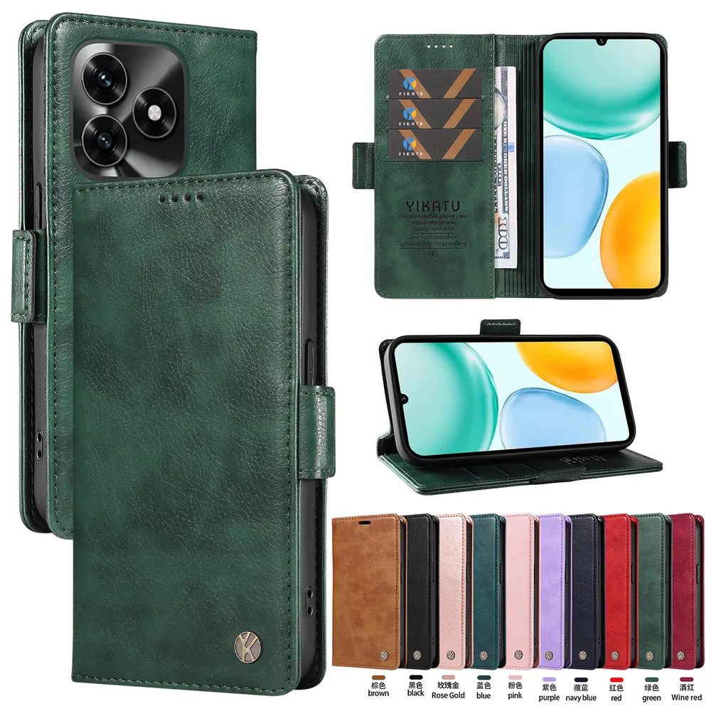 YIKATU YK-007 For Honor X5C Plus Leather Phone Cover Magnetic Side Clasps Protective Case