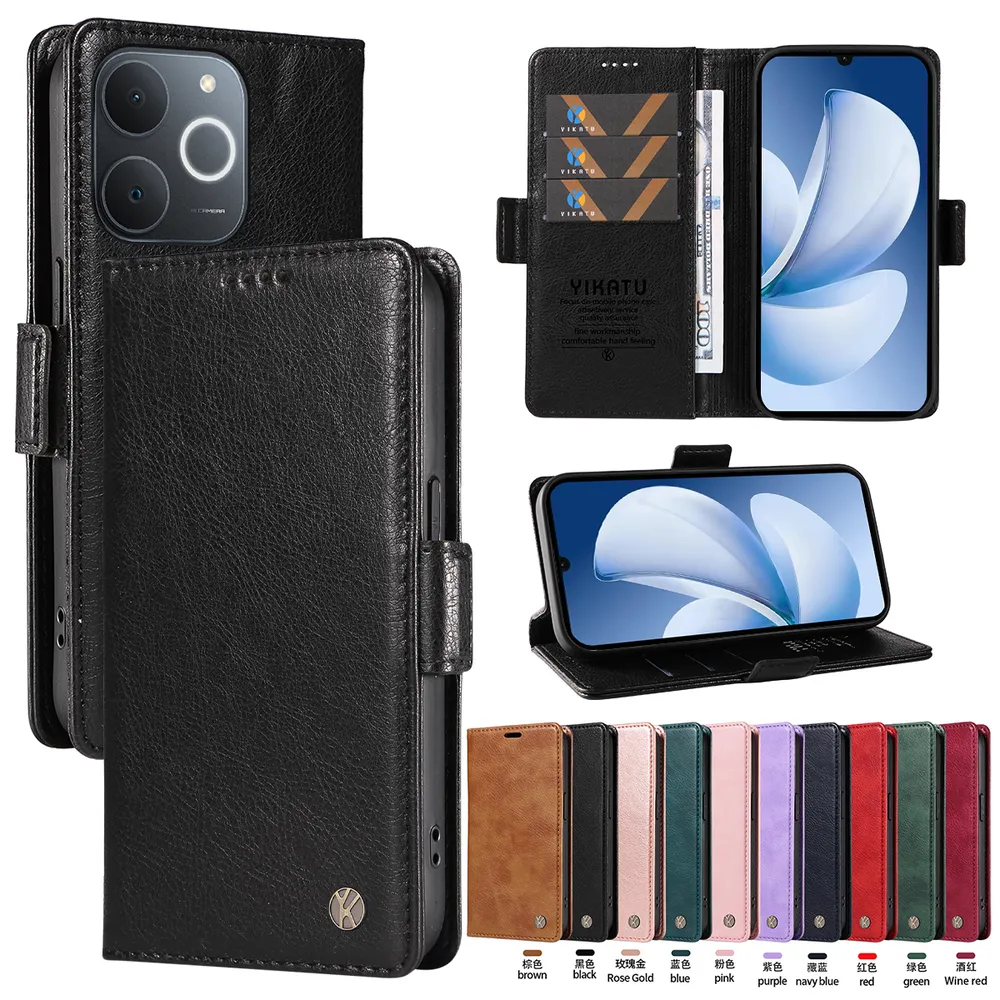 YIKATU YK-007 For Oppo Realme Note 70T / Note 70 Leather Phone Cover Magnetic Side Clasps Protective Case