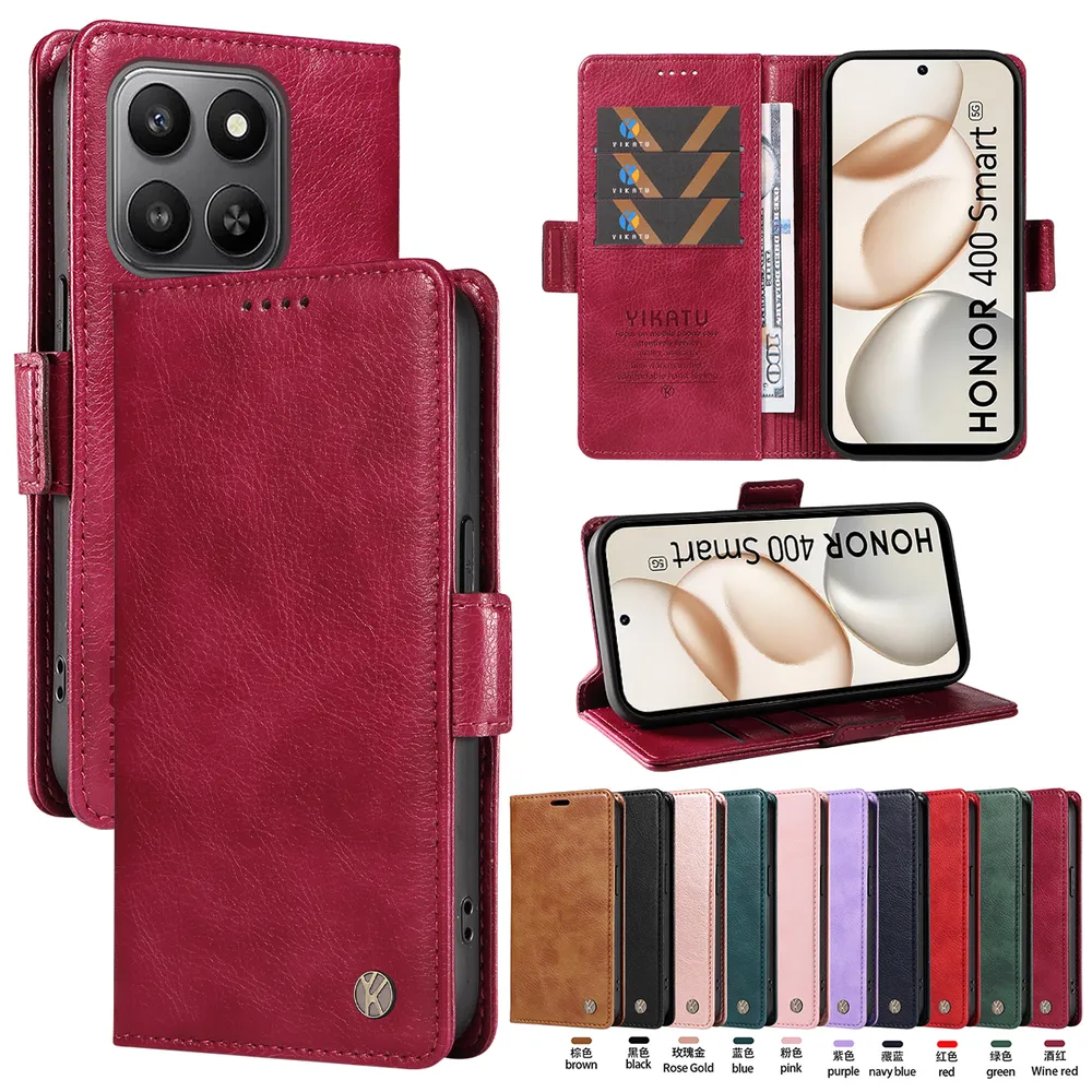 YIKATU YK-007 For Honor 400 Smart Leather Phone Cover Magnetic Side Clasps Protective Case