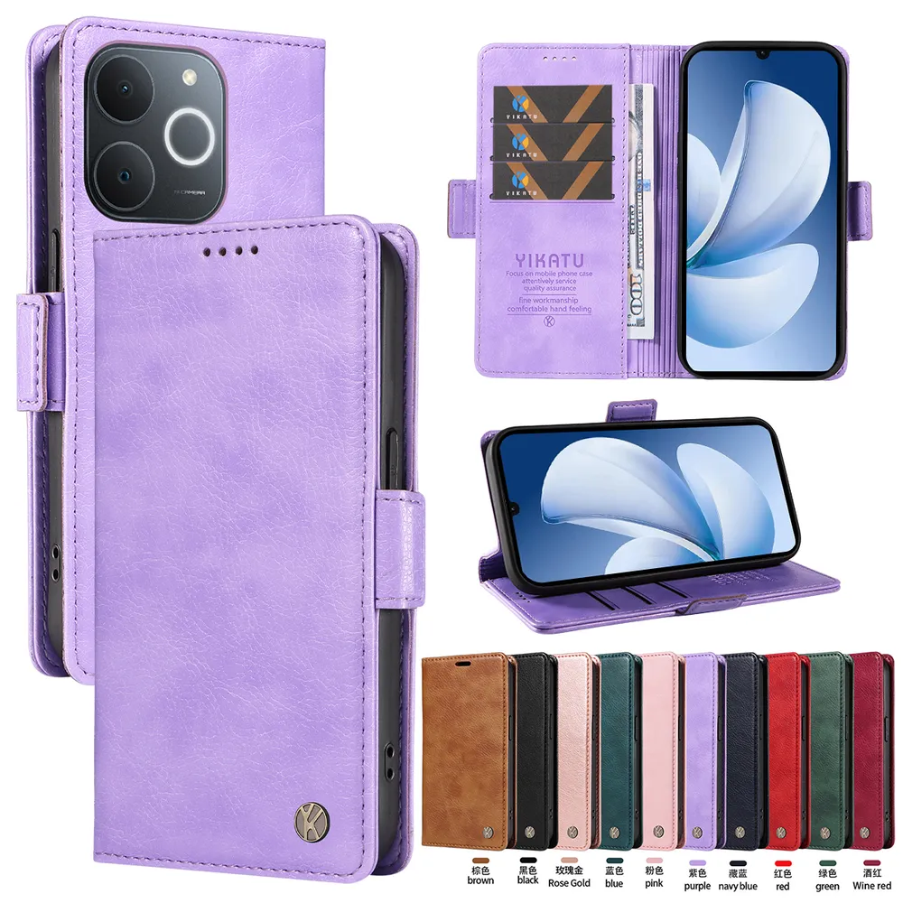 YIKATU YK-007 For Oppo Realme C71 4G Leather Phone Cover Magnetic Side Clasps Protective Case