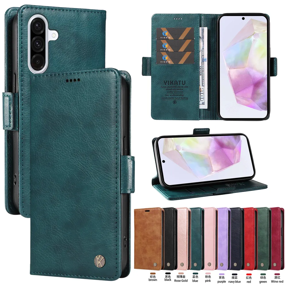 YIKATU YK-007 For Samsung Galaxy M56 Leather Phone Cover Magnetic Side Clasps Protective Case