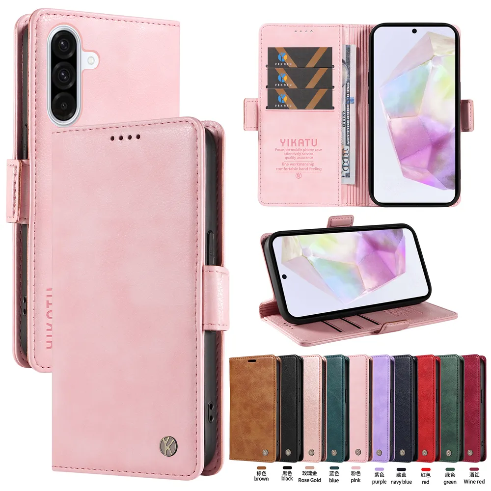 YIKATU YK-007 For Samsung Galaxy A36 5G Leather Phone Cover Magnetic Side Clasps Protective Case