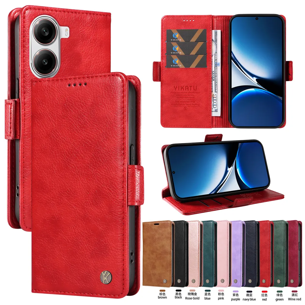 YIKATU YK-007 For Xiaomi Redmi Turbo 4 5G Leather Phone Cover Magnetic Side Clasps Protective Case