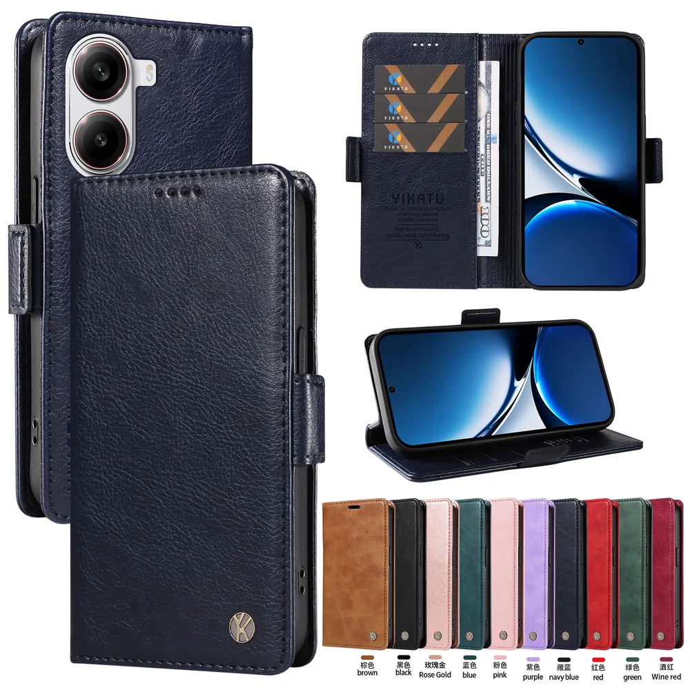 YIKATU YK-007 For Xiaomi Poco X7 Pro 5G Leather Phone Cover Magnetic Side Clasps Protective Case