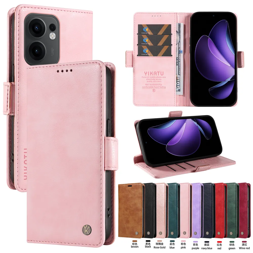 YIKATU YK-007 For OPPO Reno 13F Leather Phone Cover Magnetic Side Clasps Protective Case