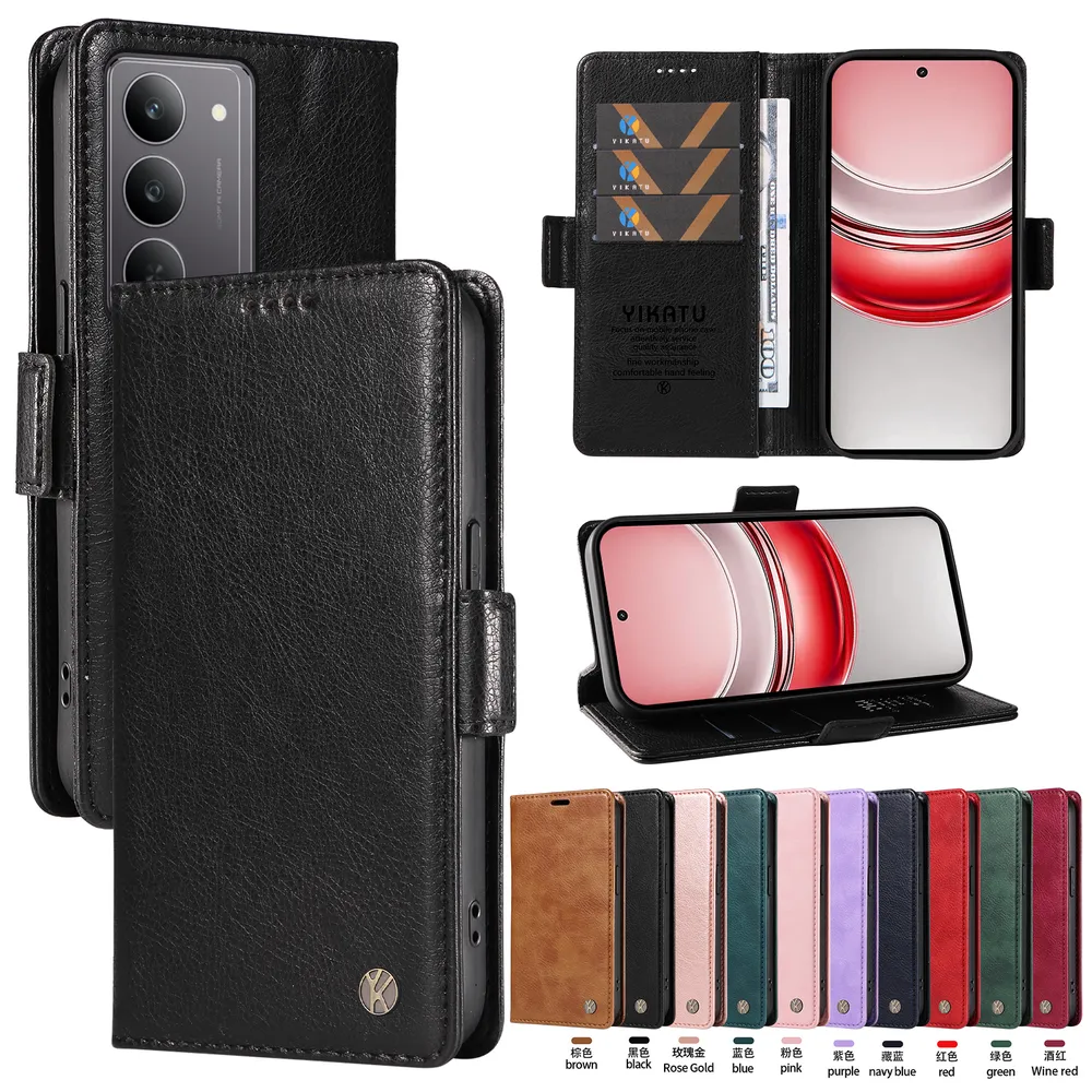 YIKATU YK-007 For OPPO Realme V60 Pro Leather Phone Cover Magnetic Side Clasps Protective Case