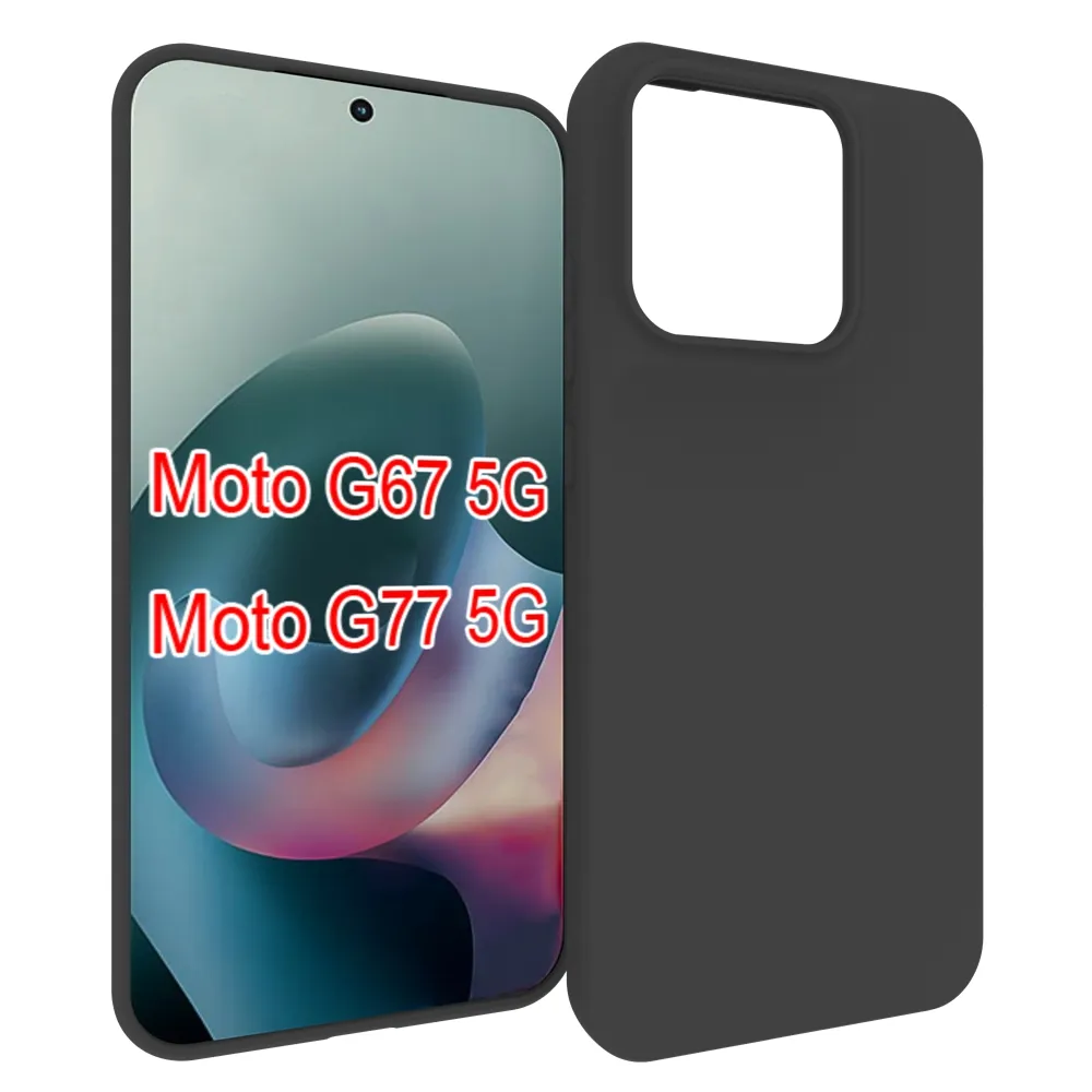 For Motorola Moto G67 5G Black Matte Shockproof Durable Soft TPU Back Cover Phone Case 