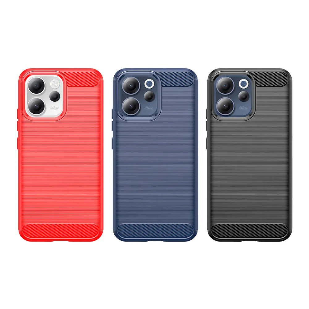 For OPPO Reno 15F Carbon Fiber Drawing Series Scratch Resistant Shock Absorption Soft TPU Back Cover Case