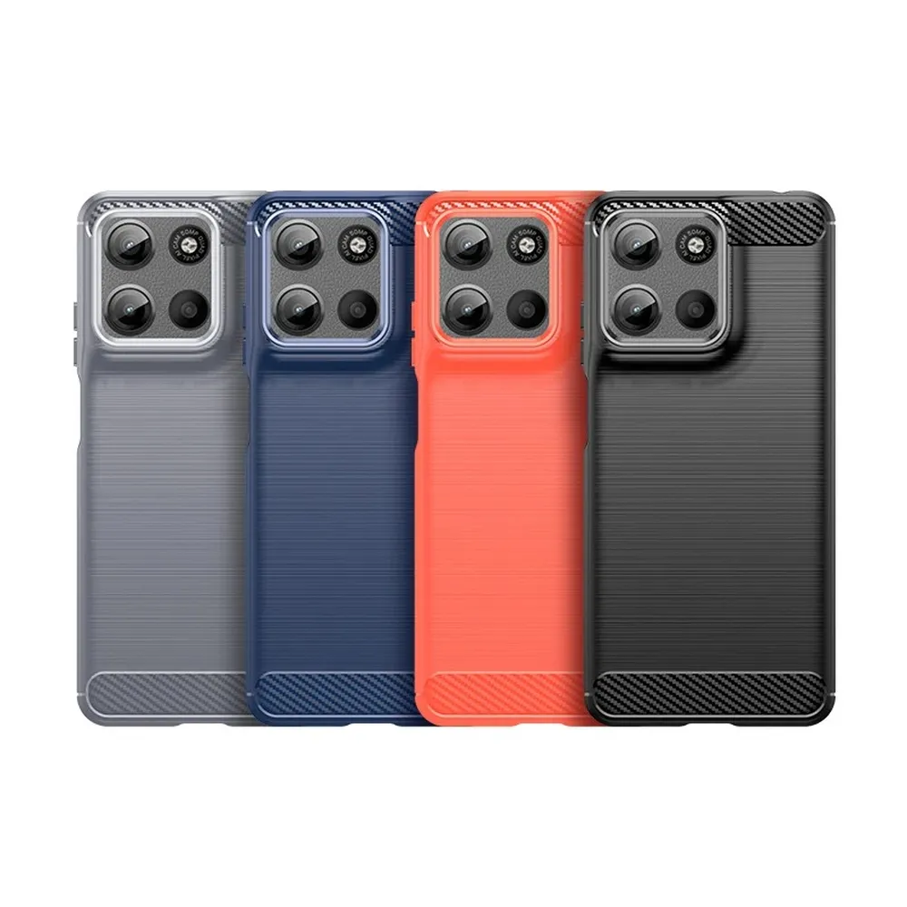 For Motorola Moto G17 Carbon Fiber Drawing Series Scratch Resistant Shock Absorption Soft TPU Back Cover Case
