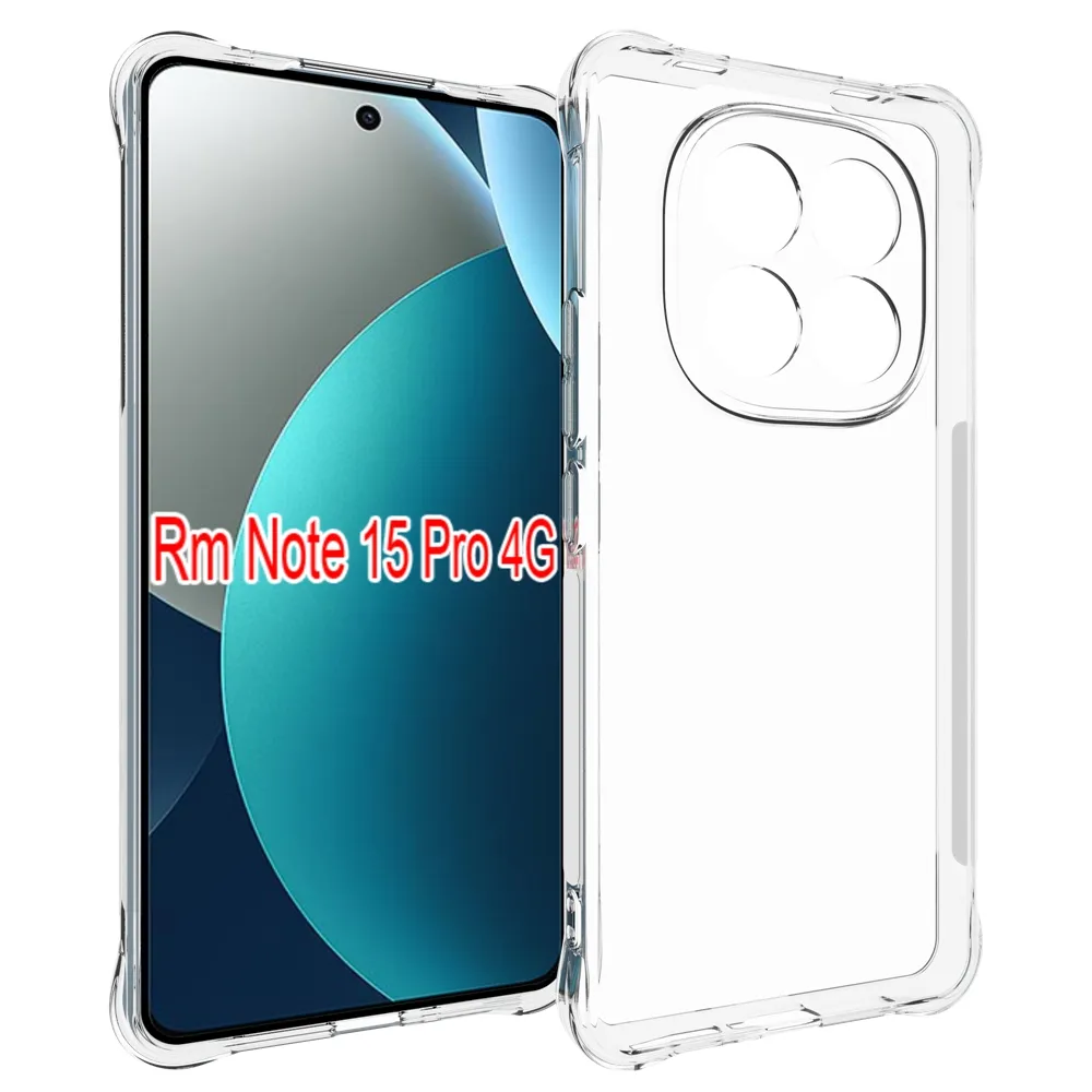 Xiaomi Redmi Note 15 Pro 4G Anti-Fingerprint Non-Slip Waterproof Four Corners Shockproof Transparent Soft TPU Back Cover Protective Case