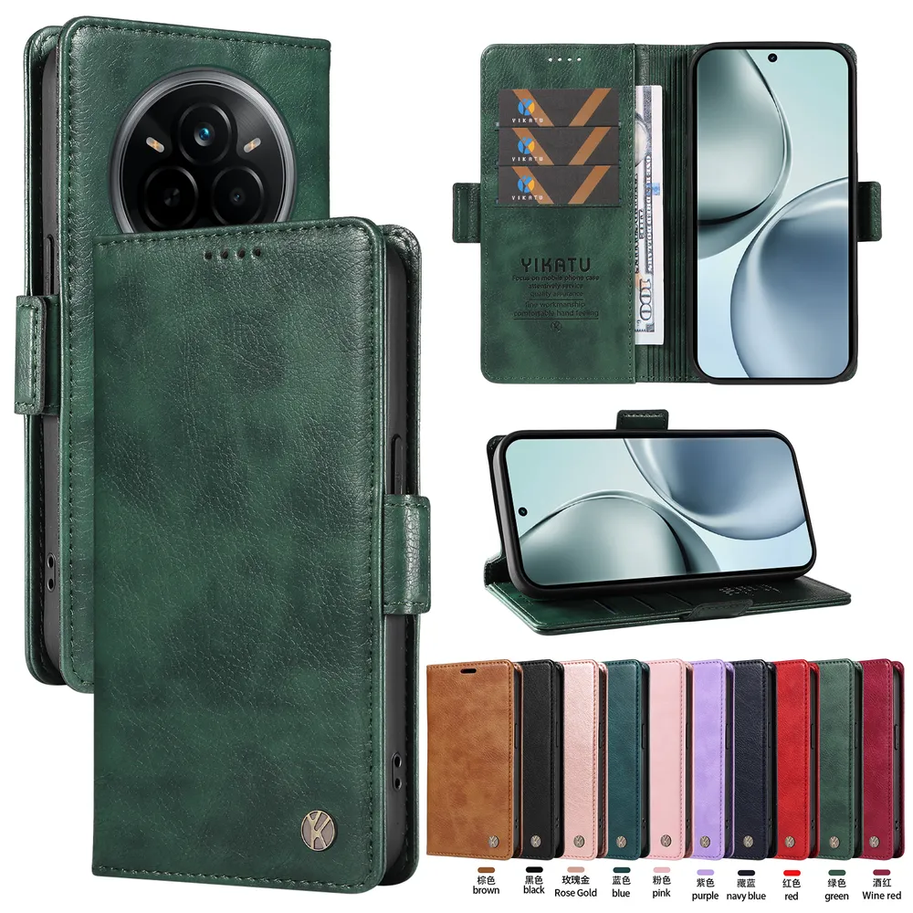 YIKATU YK-007 For OPPO Realme 14 Pro Leather Phone Cover Magnetic Side Clasps Protective Case