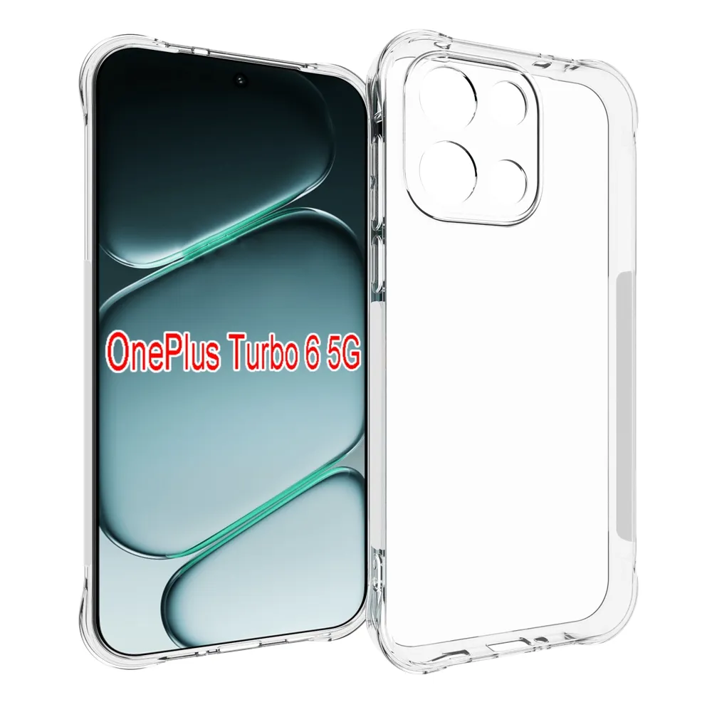 OnePlus Turbo 6 5G Anti-Fingerprint Non-Slip Waterproof Four Corners Shockproof Transparent Soft TPU Back Cover Protective Case