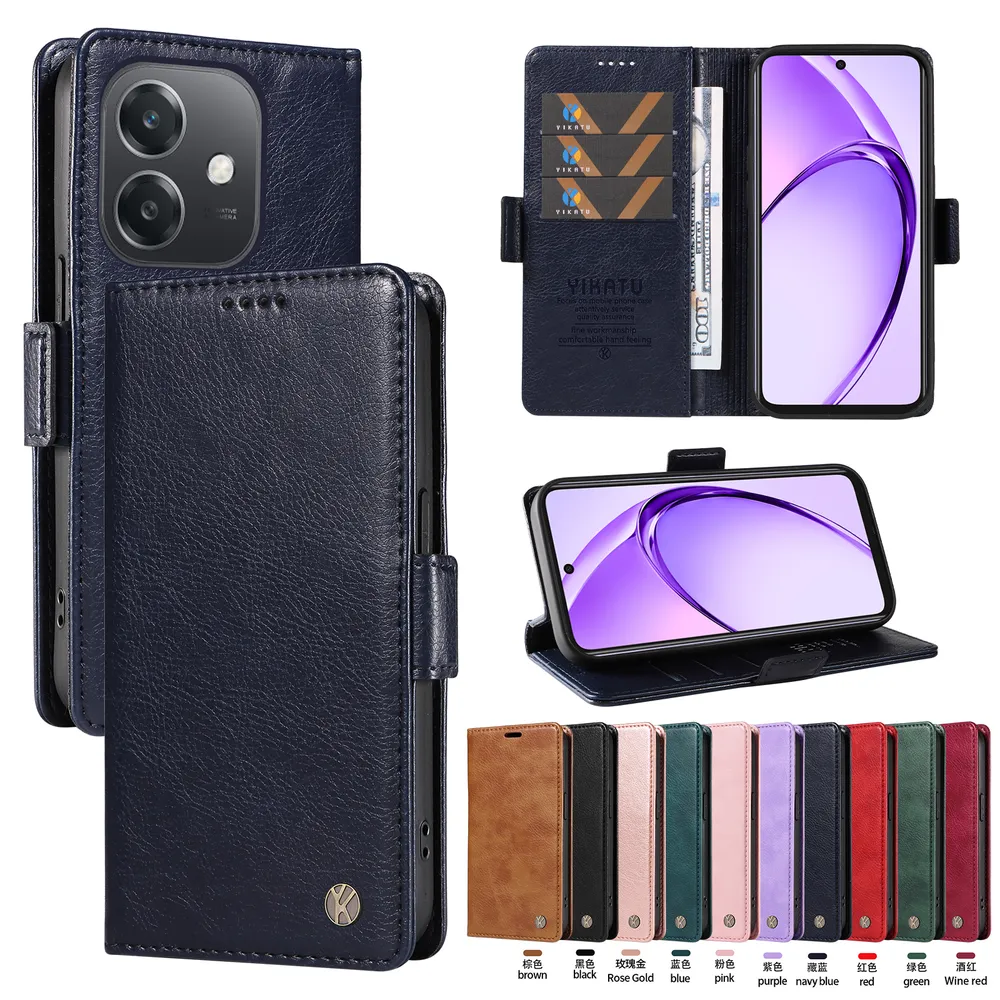 YIKATU YK-007 For OPPO A40 / A40M Leather Phone Cover Magnetic Side Clasps Protective Case