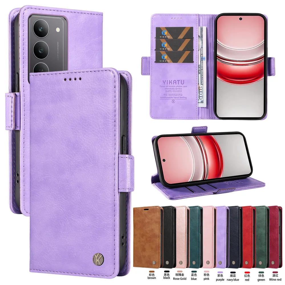 YIKATU YK-007 For OPPO Realme C71 Leather Phone Cover Magnetic Side Clasps Protective Case