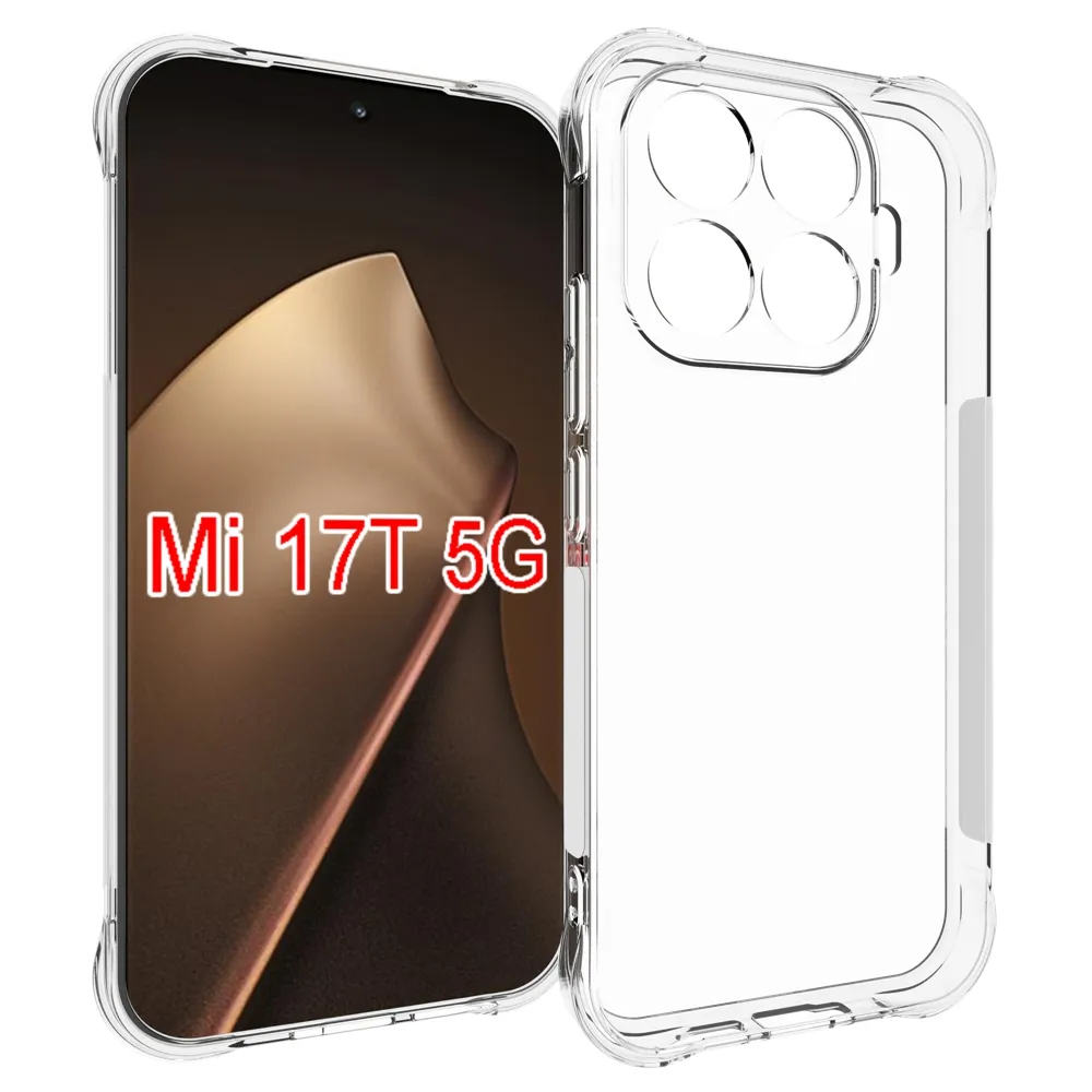 Xiaomi 17T 5G Anti-Fingerprint Non-Slip Waterproof Four Corners Shockproof Transparent Soft TPU Back Cover Protective Case