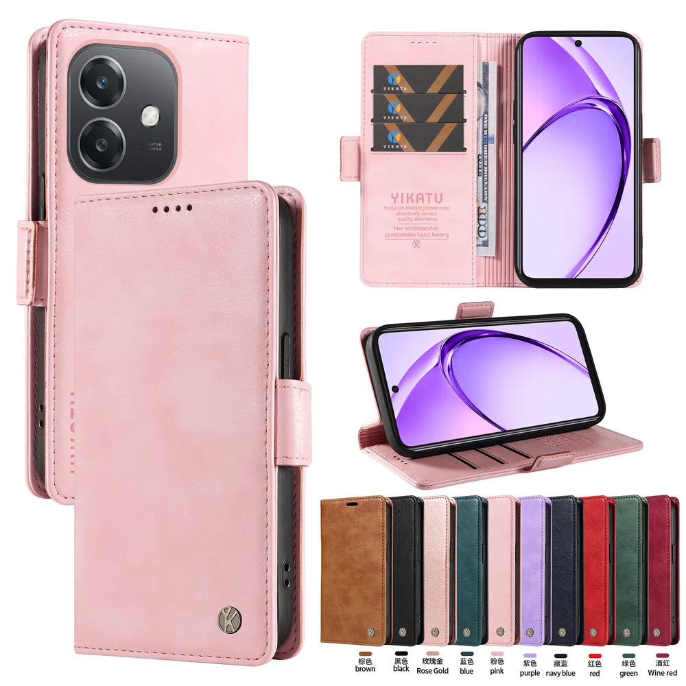 YIKATU YK-007 For OPPO A3X Leather Phone Cover Magnetic Side Clasps Protective Case