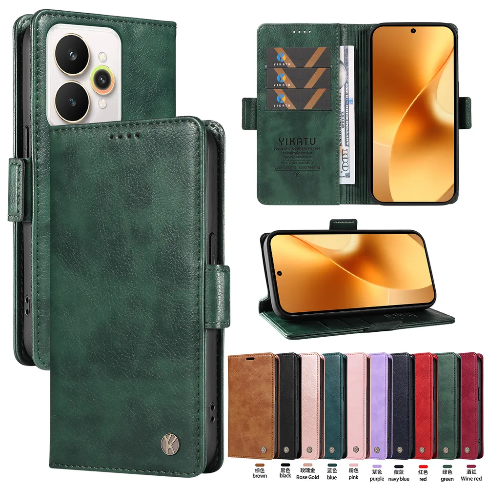 YIKATU YK-007 For OPPO Realme 15 Pro 5G Leather Phone Cover Magnetic Side Clasps Protective Case