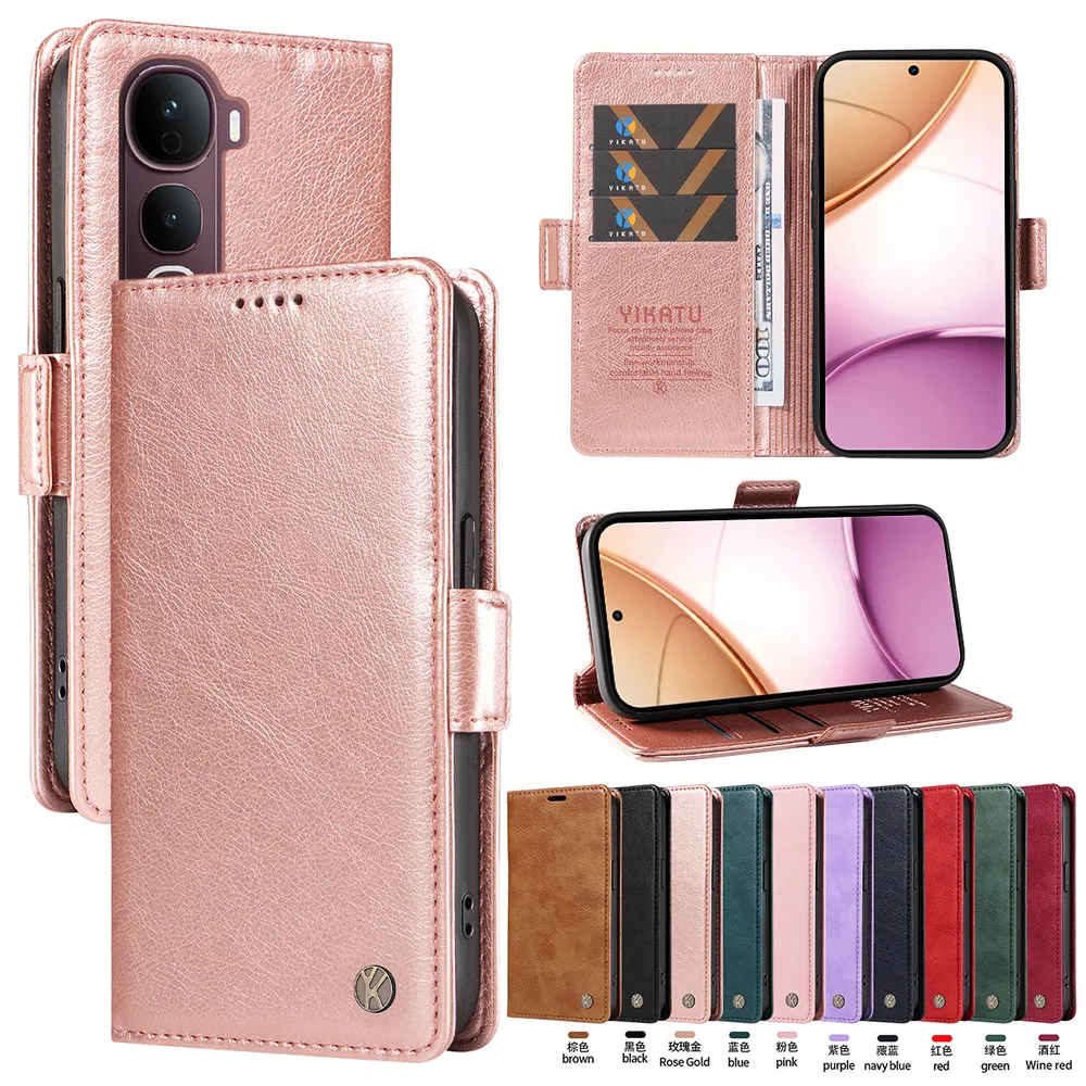 YIKATU YK-007 For Vivo Y400 Pro 5G Leather Phone Cover Magnetic Side Clasps Protective Case
