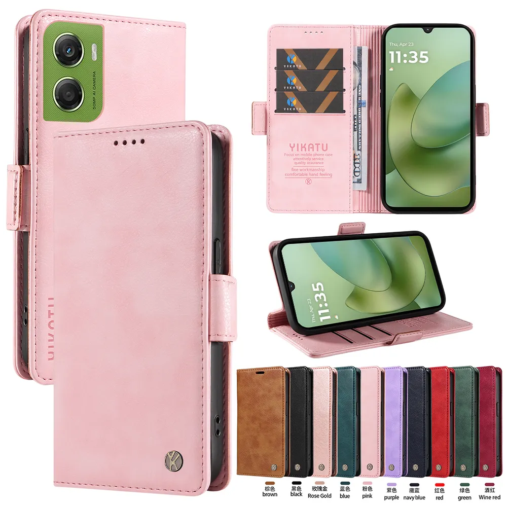 YIKATU YK-007 For Motorola Moto G06 4G Leather Phone Cover Magnetic Side Clasps Protective Case