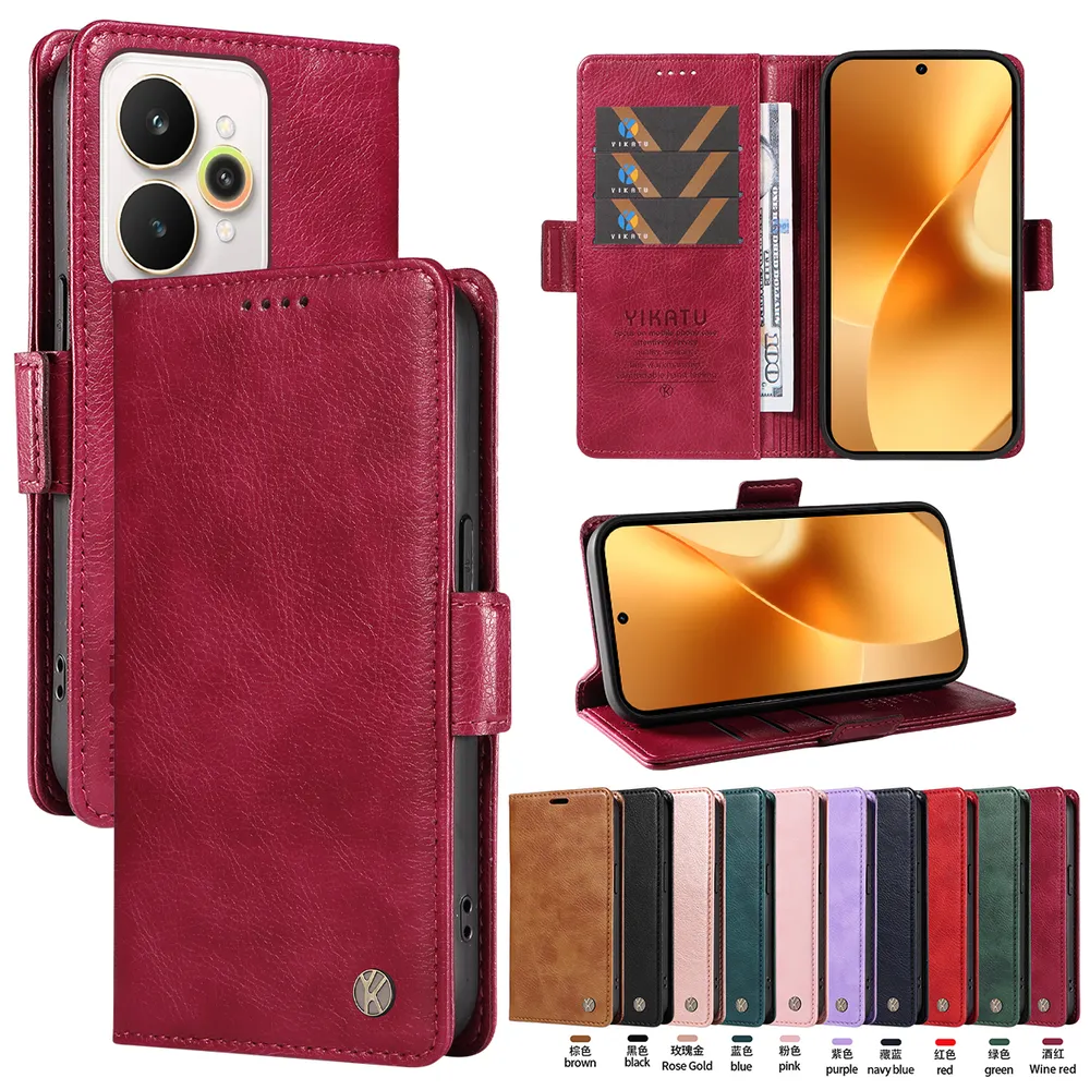 YIKATU YK-007 For OPPO Realme 15 5G Leather Phone Cover Magnetic Side Clasps Protective Case