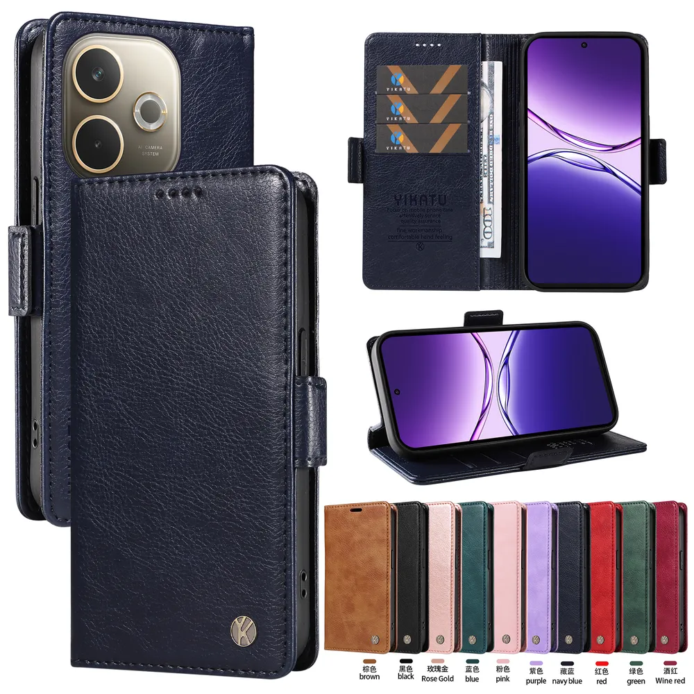 YIKATU YK-007 For OPPO A5 Pro 5G Leather Phone Cover Magnetic Side Clasps Protective Case