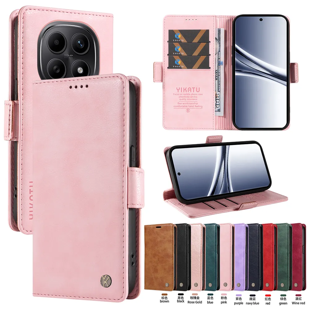 YIKATU YK-007 For Xiaomi Redmi Note 15 5G Leather Phone Cover Magnetic Side Clasps Protective Case