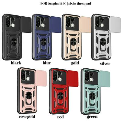 OnePlus 15 Ring Holder Kickstand Camera Slide Cover Design PC + TPU Phone Back Cover Case