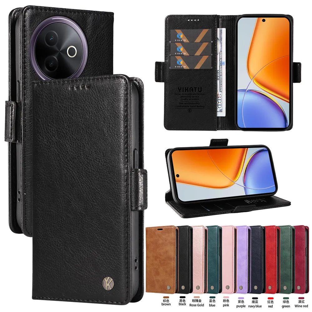 YIKATU YK-007 For VIVO Y39 5G Leather Phone Cover Magnetic Side Clasps Protective Case