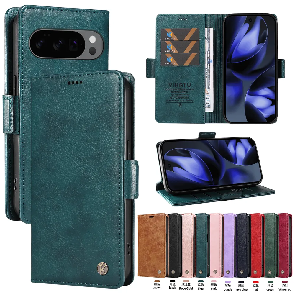 YIKATU YK-007 For Google Pixel 10/Pixel 10 Pro Leather Phone Cover Magnetic Side Clasps Protective Case