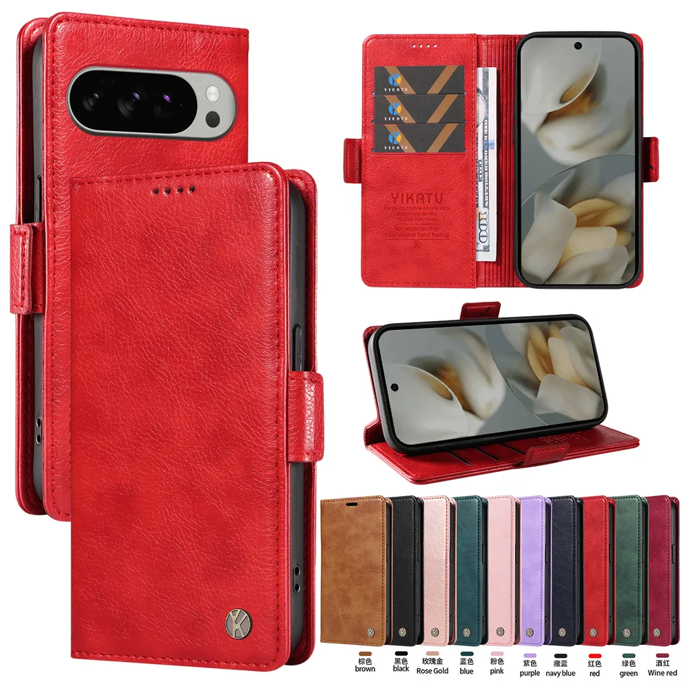 YIKATU YK-007 For Google Pixel 10 Pro XL 5G Leather Phone Cover Magnetic Side Clasps Protective Case