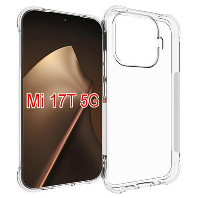 Xiaomi 17T Anti-Fingerprint Non-Slip Waterproof Four Corners Shockproof Transparent Soft TPU Back Cover Protective Case