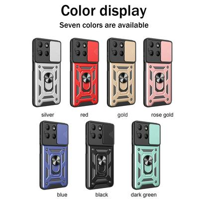 Motorola G17 Ring Holder Kickstand Camera Slide Cover Design PC + TPU Phone Back Cover Case