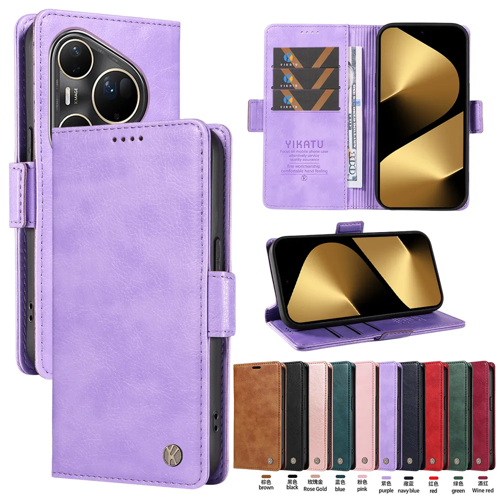 YIKATU YK-007 For Huawei Pura 80 Ultra Leather Phone Cover Magnetic Side Clasps Protective Case