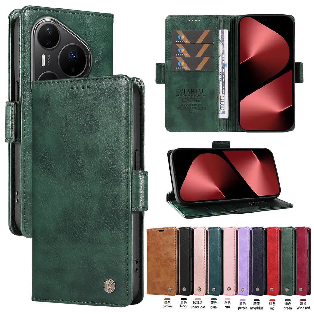 YIKATU YK-007 For Huawei Pura 80 Pro Leather Phone Cover Magnetic Side Clasps Protective Case