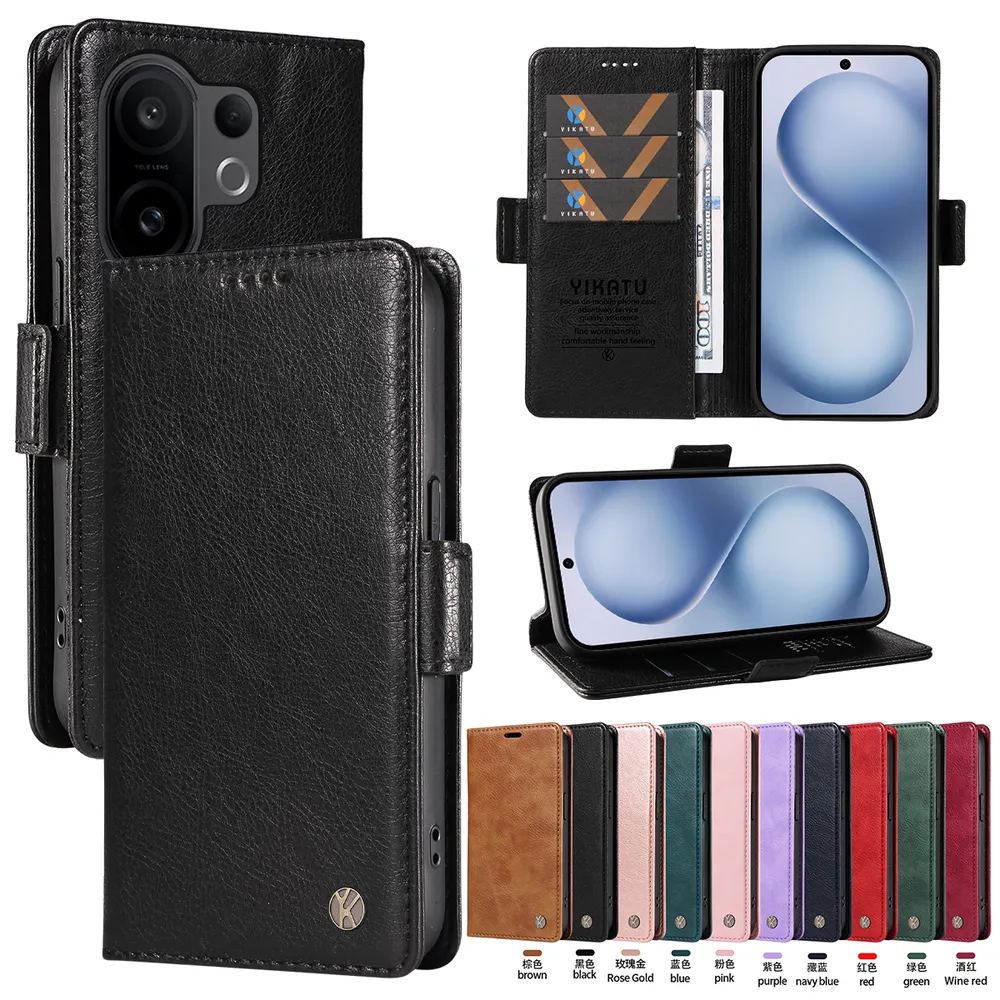 YIKATU YK-007 For VIVO X200 Pro Leather Phone Cover Magnetic Side Clasps Protective Case