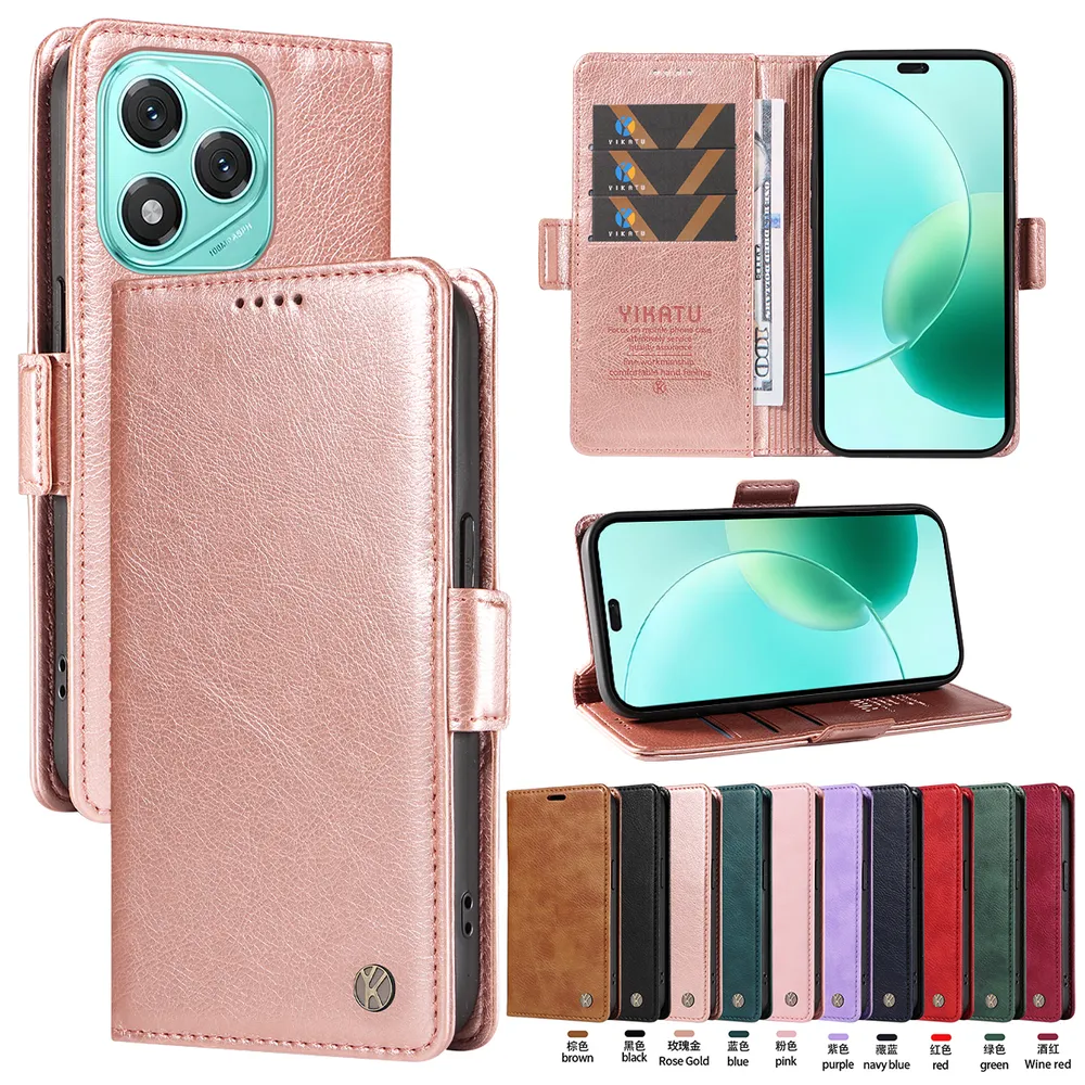 YIKATU YK-007 For Honor 400 Lite Leather Phone Cover Magnetic Side Clasps Protective Case