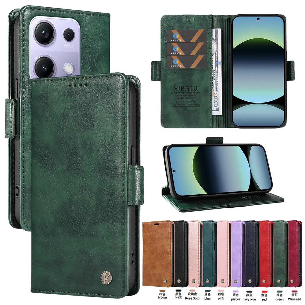 YIKATU YK-007 For Xiaomi Redmi Note 13 Pro 4G Leather Phone Cover Magnetic Side Clasps Protective Case