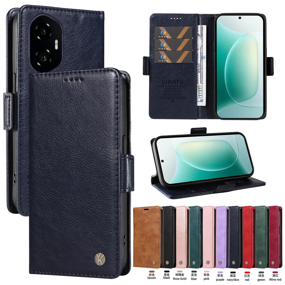 YIKATU YK-007 For Honor 300 5G Leather Phone Cover Magnetic Side Clasps Protective Case
