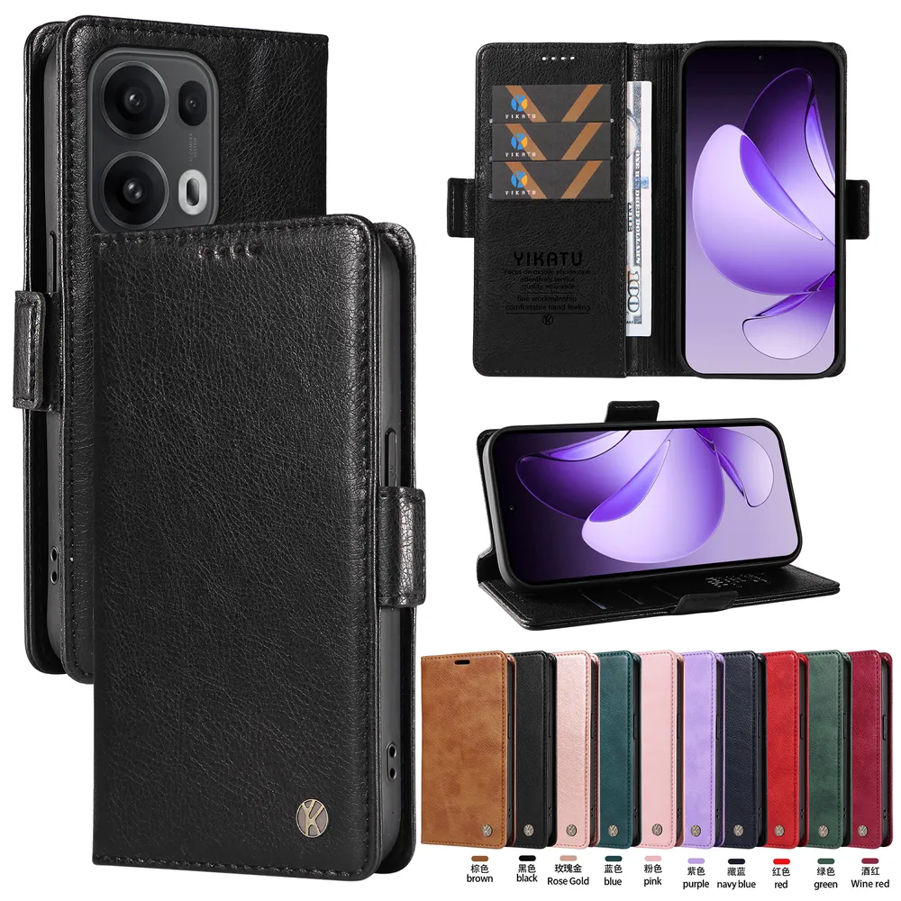 YIKATU YK-007 For OPPO Reno 13 Pro 5G Leather Phone Cover Magnetic Side Clasps Protective Case