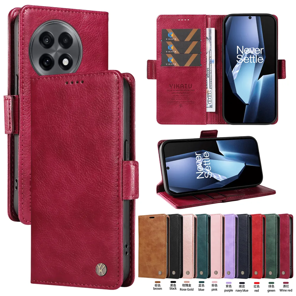 YIKATU YK-007 For Oneplus 13R 5G Leather Phone Cover Magnetic Side Clasps Protective Case
