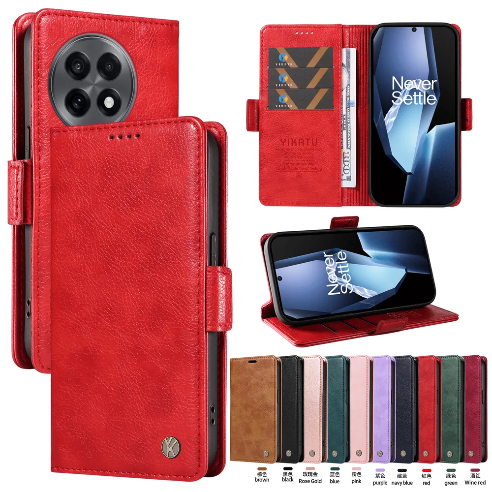 YIKATU YK-007 For Oneplus ACE 5 5G Leather Phone Cover Magnetic Side Clasps Protective Case