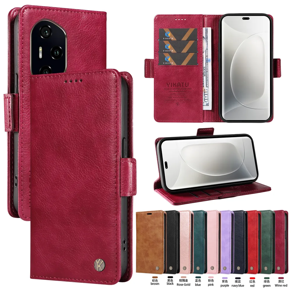 YIKATU YK-007 For Honor 300 Pro 5G Leather Phone Cover Magnetic Side Clasps Protective Case
