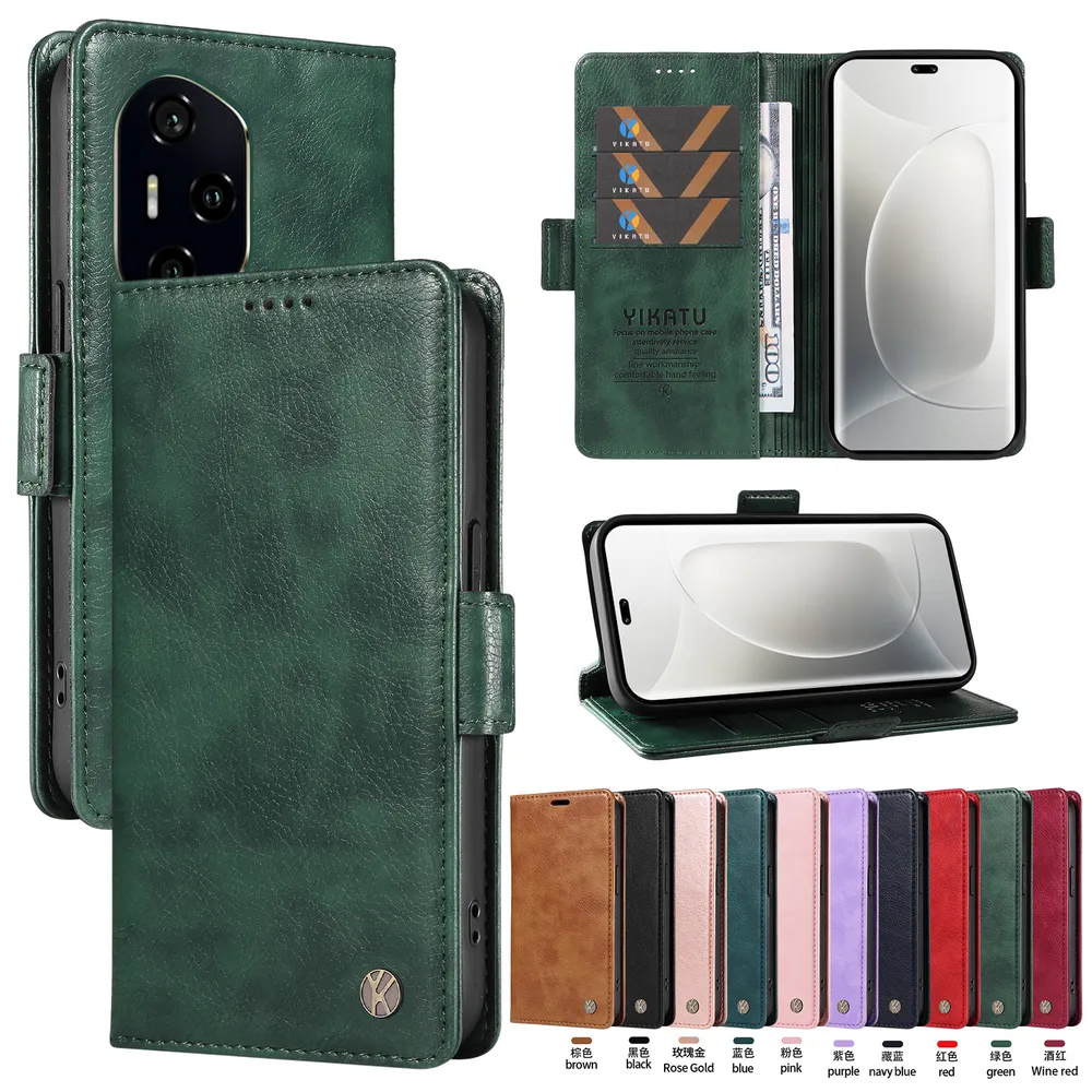 YIKATU YK-007 For Honor 300 Ultra 5G Leather Phone Cover Magnetic Side Clasps Protective Case