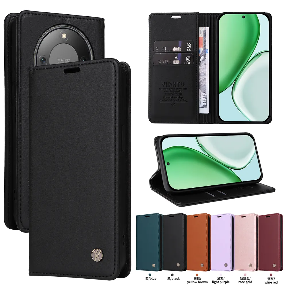 YIKATU YK-001 For Honor X9D 5G Phone Wallet Case Anti-fall Phone Shell Magnetic Closure Flip Leather Cover Stand