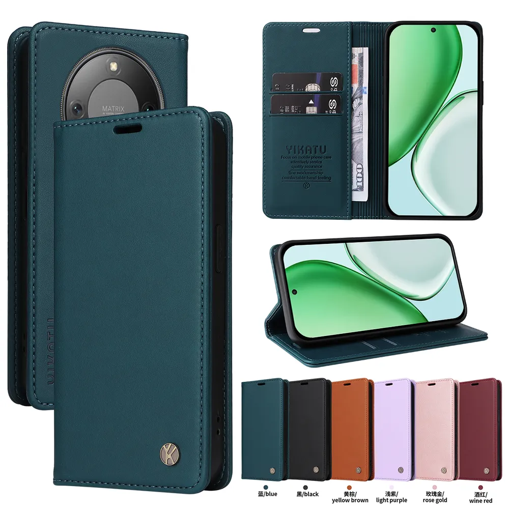 YIKATU YK-001 For Honor X70 5G Phone Wallet Case Anti-fall Phone Shell Magnetic Closure Flip Leather Cover Stand